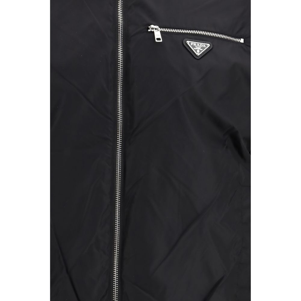 Veste longue Prada en laine polaire noire
