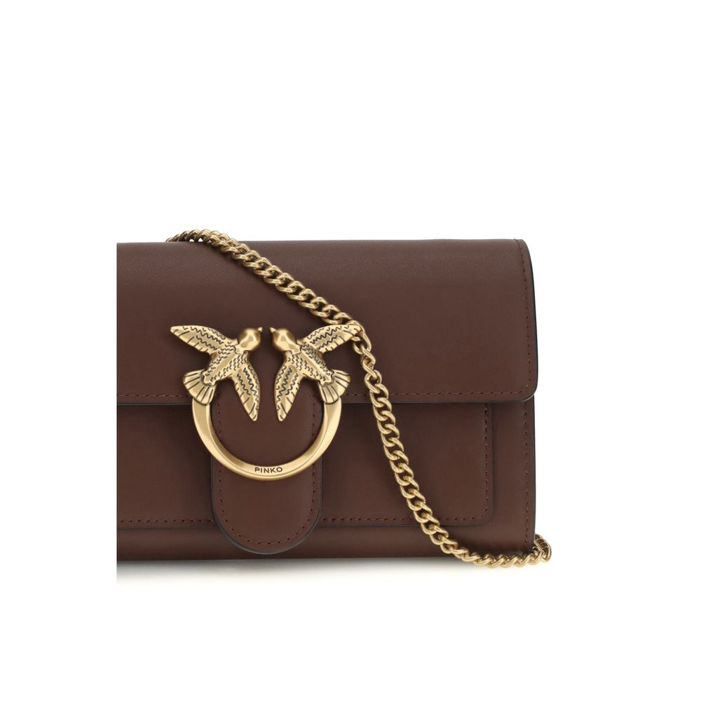 PINKO Brown Calf Leather Bos Taurus Shoulder Bag - Chic & Versatile