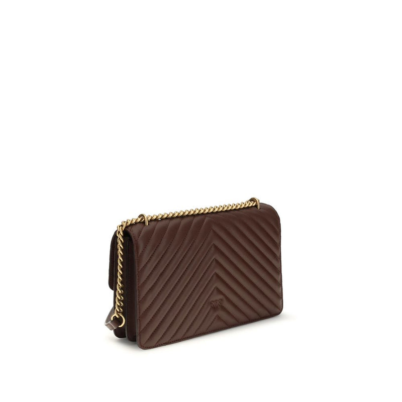 PINKO Brown Calf Leather Bos Taurus Shoulder Bag