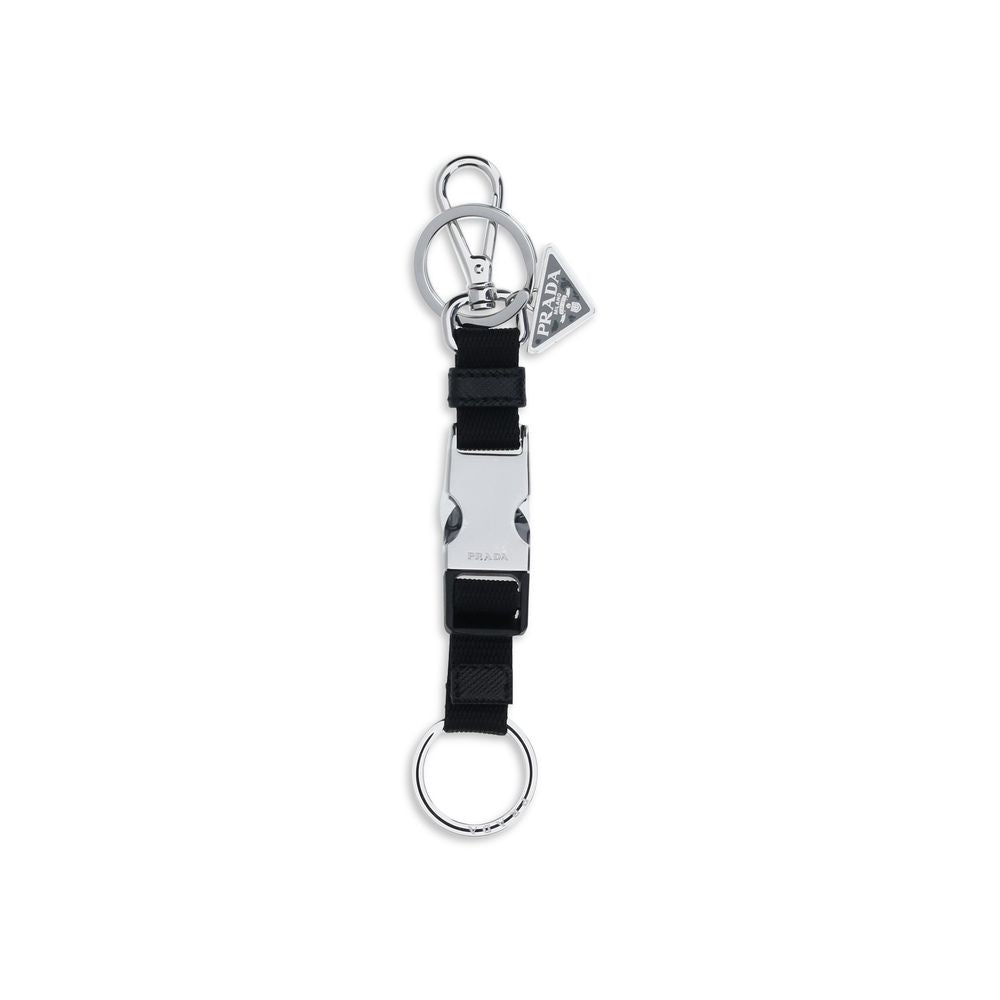 Porte-clés Prada en nylon noir