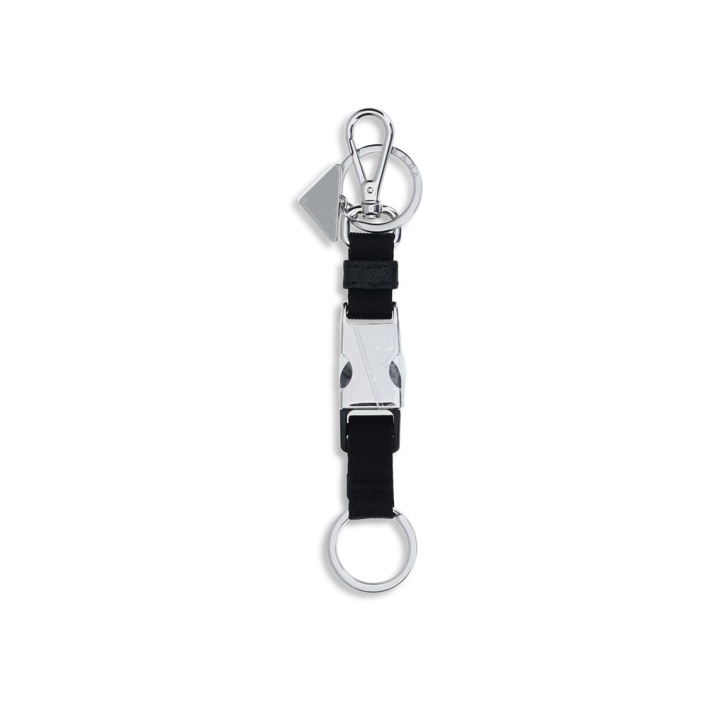 Porte-clés Prada en nylon noir