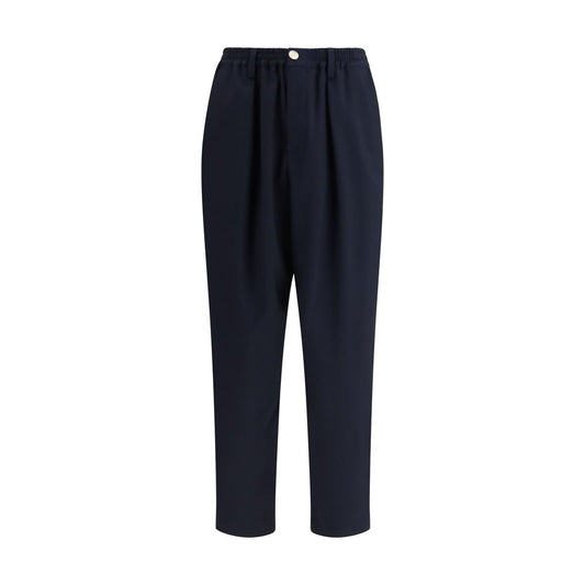 Pantalon décontracté en laine mérinos bleue Marni