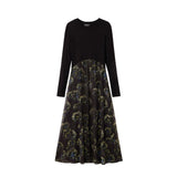 Desigual Black Printed Long Sleeve Midi Dress for Women