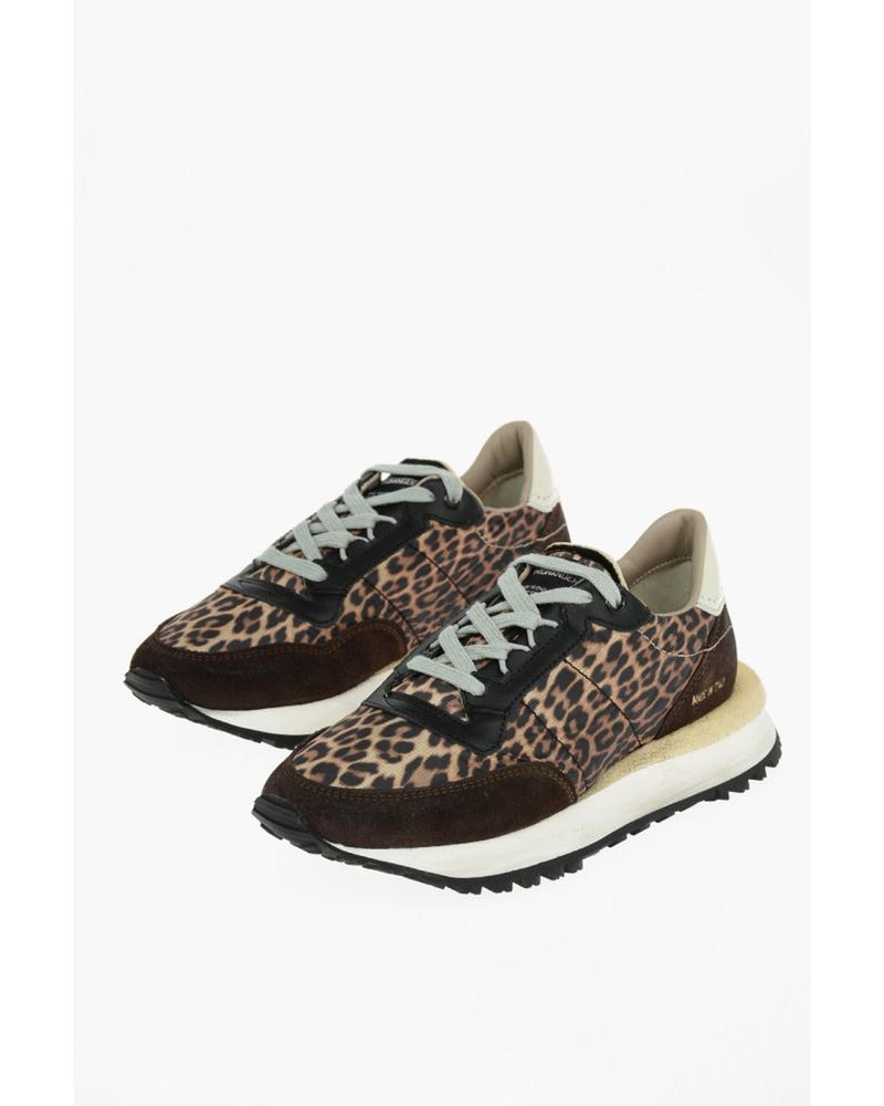 Hidnander Brown Leather Low Top Sneakers for Women