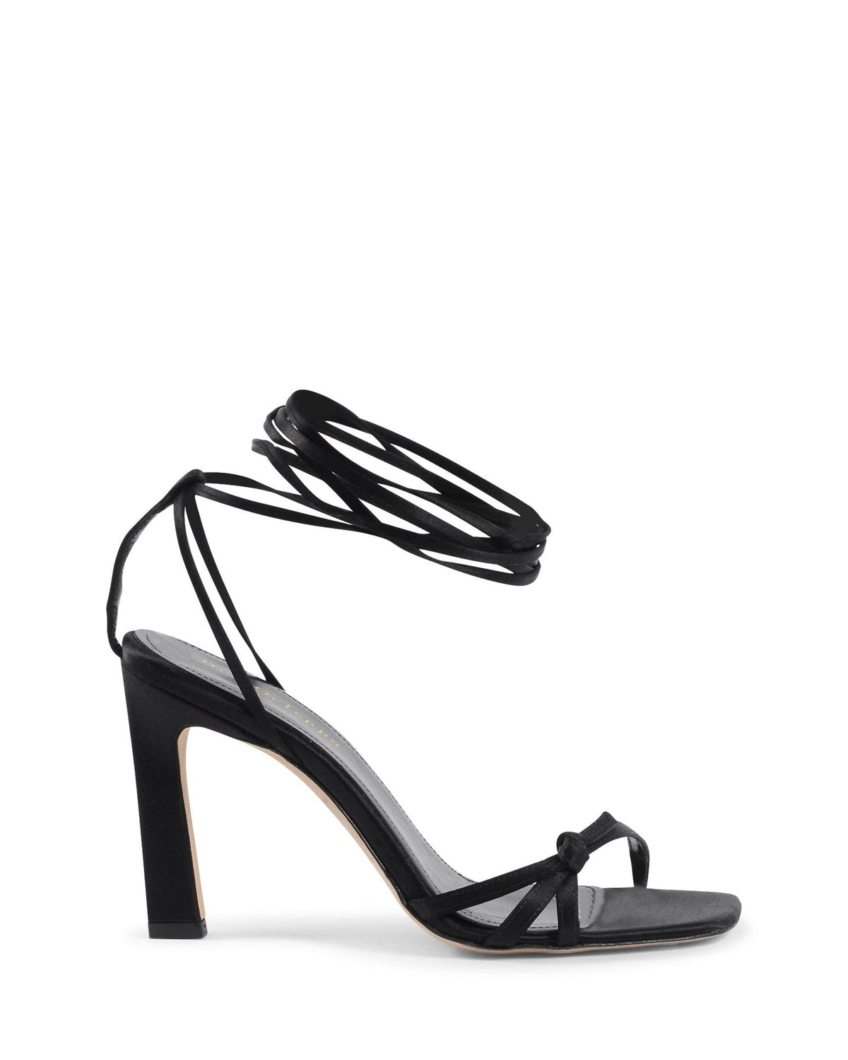 Dee Ocleppo Black Satin Strap-On Sandals for Women