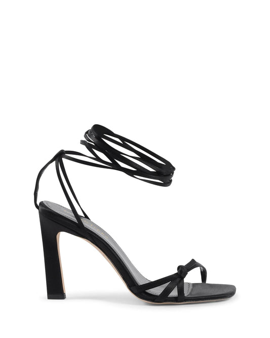 Dee Ocleppo Black Satin Strap-On Sandals for Women