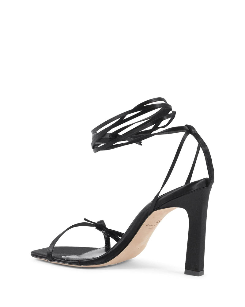 Dee Ocleppo Black Satin Strap-On Sandals for Women