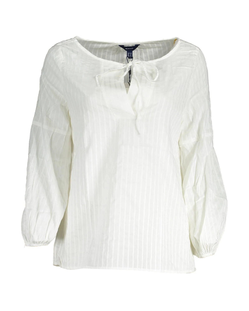 Gant White Cotton Blouse with Lace Detailing for Women
