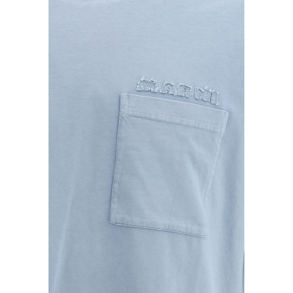 Marni Light Blue Cotton T-Shirt with Chest Pocket