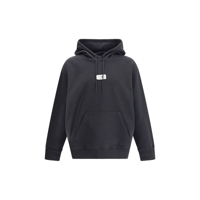 MM6 Black Cotton Sweatshirt with Iconic Contrast Stitching