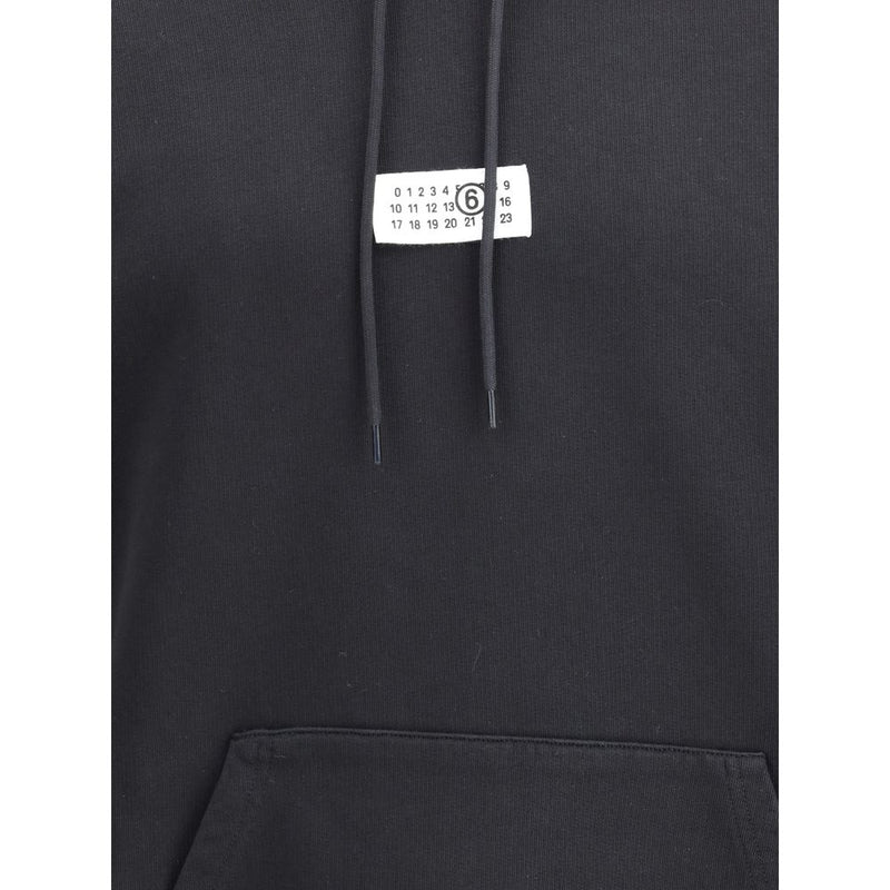 MM6 Black Cotton Sweatshirt with Iconic Contrast Stitching