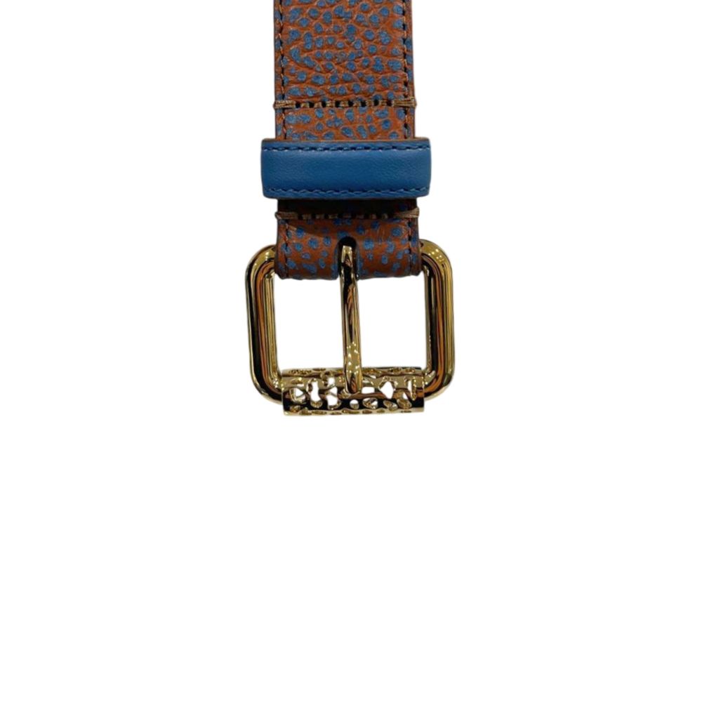 Ceinture femme en cuir marron bourbonien avec boucle dorée