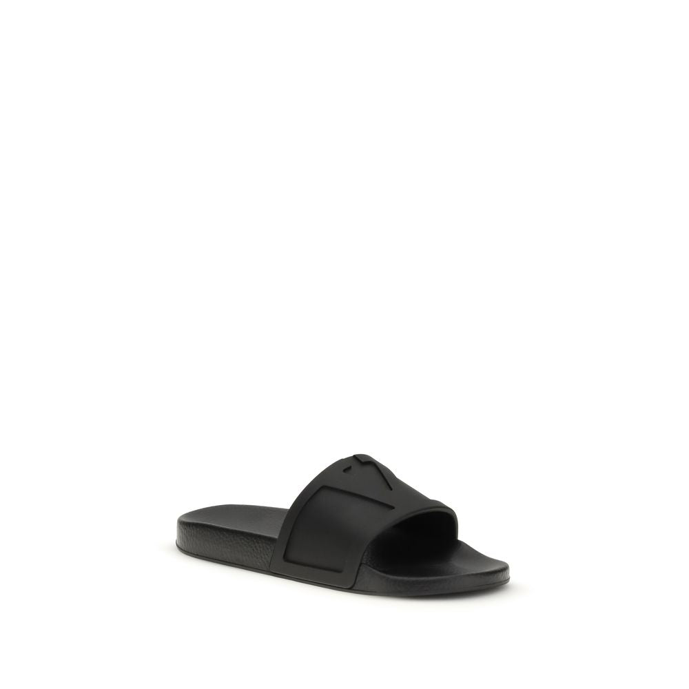 Valentino Garavani Black Rubber Sandals - Viva Superstar Collection