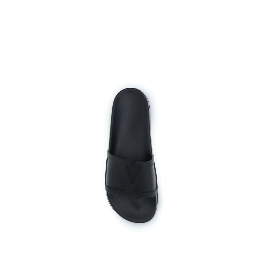 Valentino Garavani Black Rubber Sandals - Viva Superstar Collection