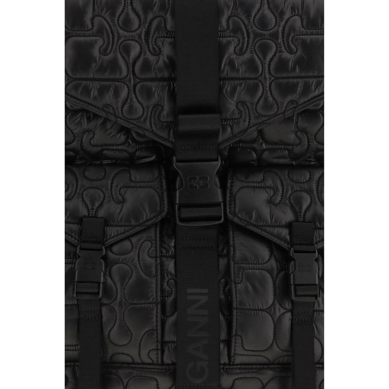 Ganni Black Recycled Polyamide Backpack - Eco-Friendly Style