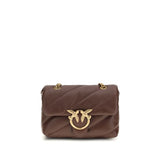 PINKO Love Mini Puff Brown Calf Leather Shoulder Bag