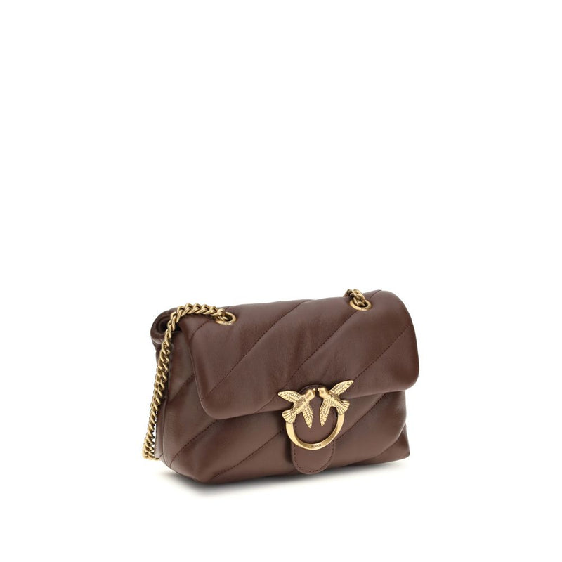 PINKO Love Mini Puff Brown Calf Leather Shoulder Bag