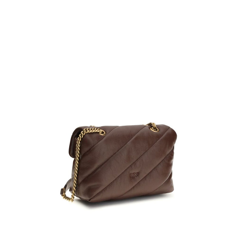 PINKO Love Mini Puff Brown Calf Leather Shoulder Bag