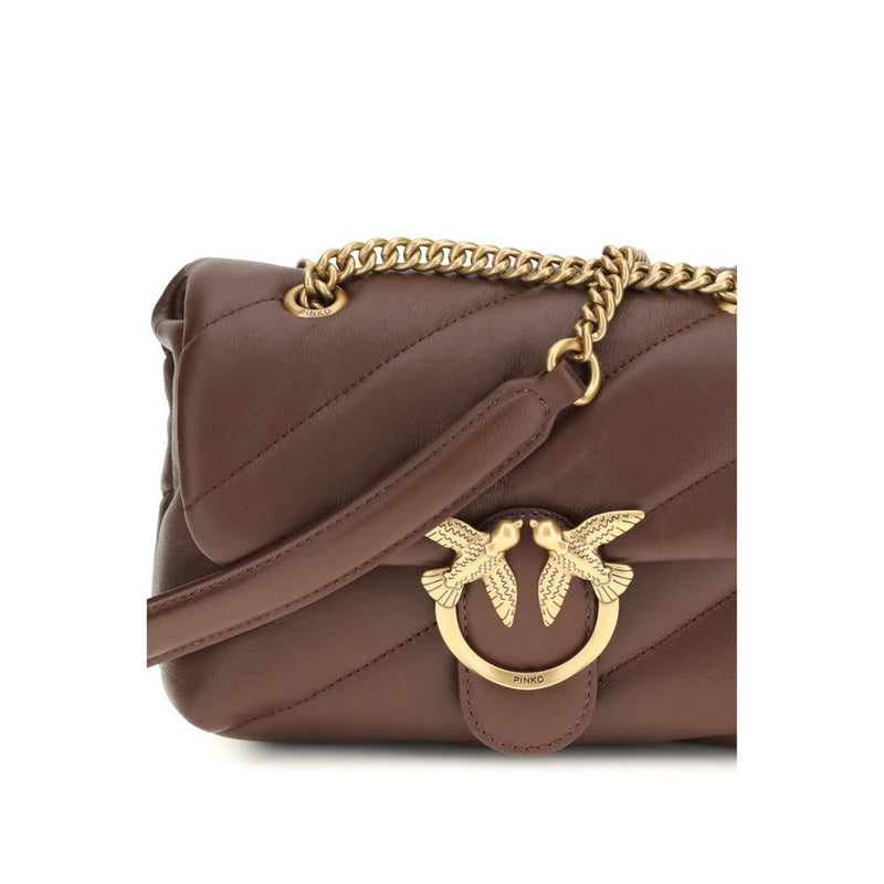 PINKO Love Mini Puff Brown Calf Leather Shoulder Bag