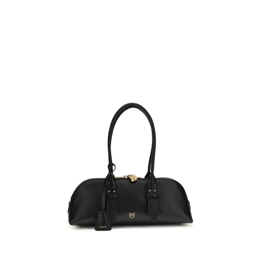 PINKO Black Calf Leather Bos Taurus Shoulder Bag