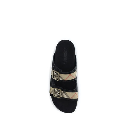 Burberry Multicolor Calf Leather Bos Taurus Flat Sandals