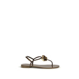 Giuseppe Zanotti Pia Muse Brown Stainless Steel Flat Sandals
