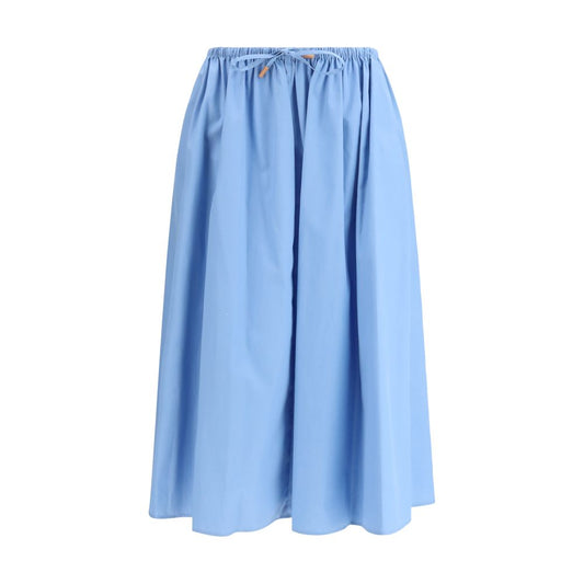Jupe midi en coton bleu clair Marni