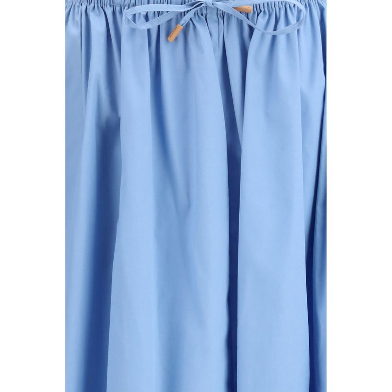 Jupe midi en coton bleu clair Marni