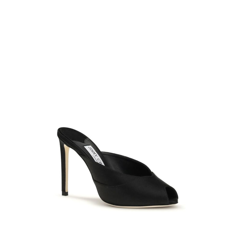 Jimmy Choo Brigitte Black Calf Leather Stiletto Heel Sandals