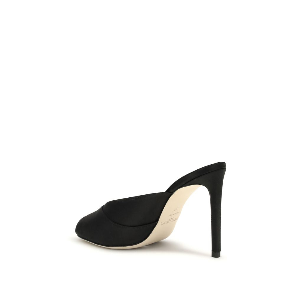 Jimmy Choo Brigitte Black Calf Leather Stiletto Heel Sandals