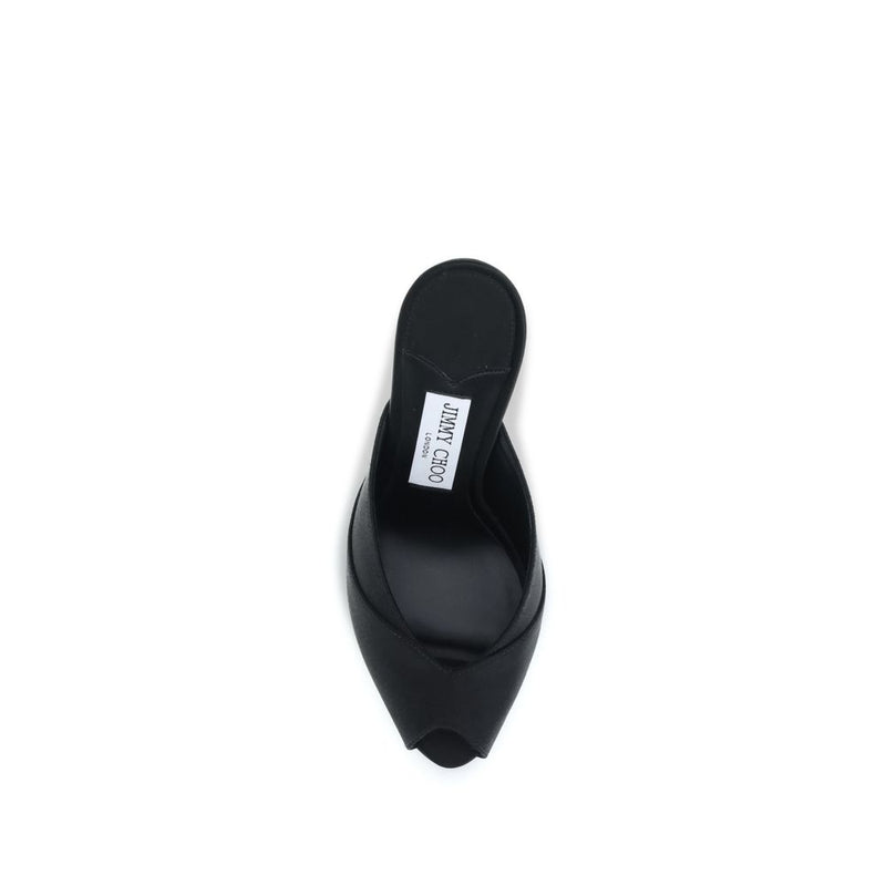 Jimmy Choo Brigitte Black Calf Leather Stiletto Heel Sandals