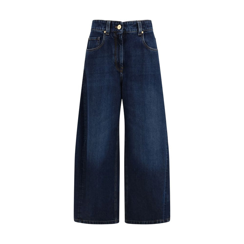 Brunello Cucinelli Blue Cotton Barrel-Leg Jeans for Women