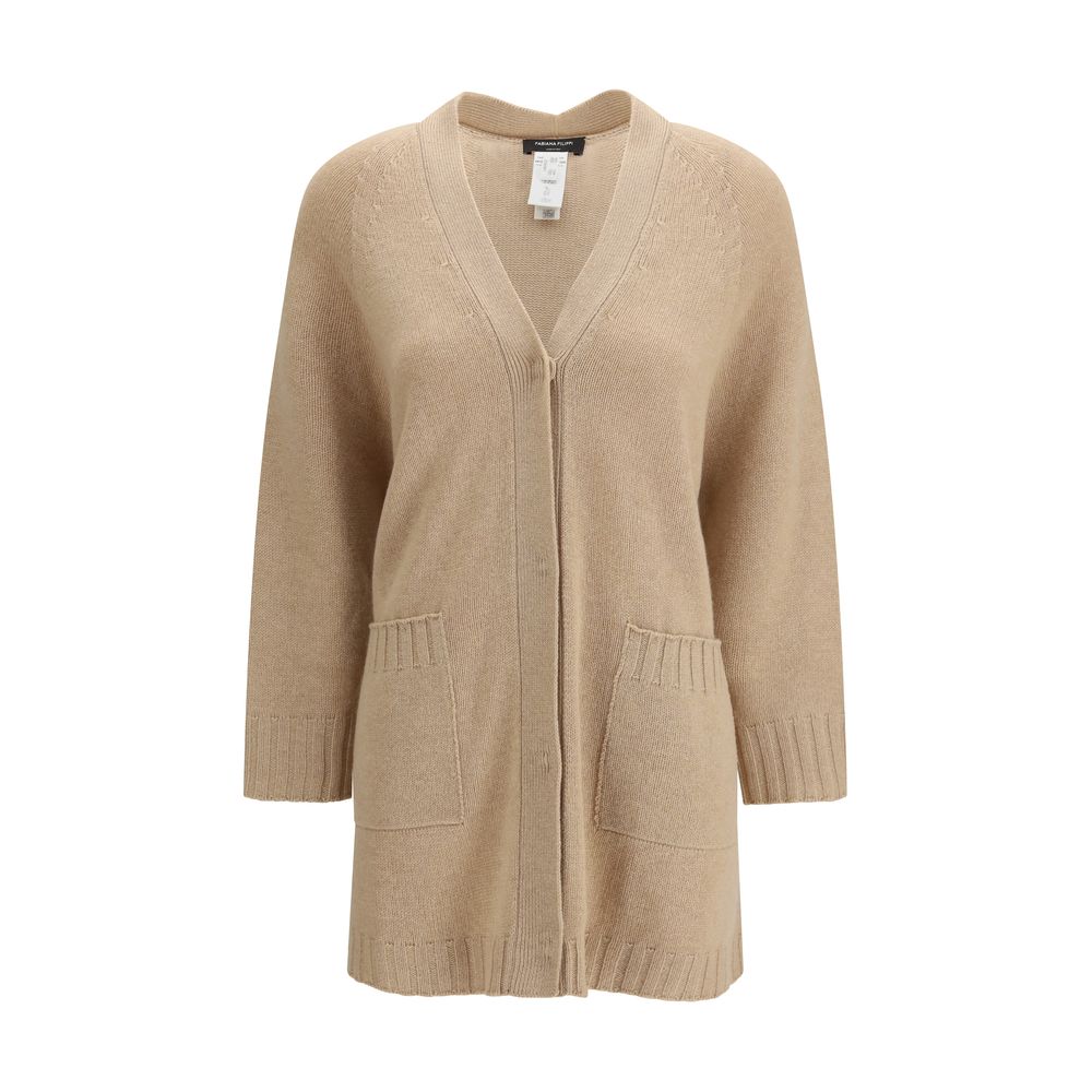 Fabiana Filippi Beige Fleece Wool Cardigan for Women