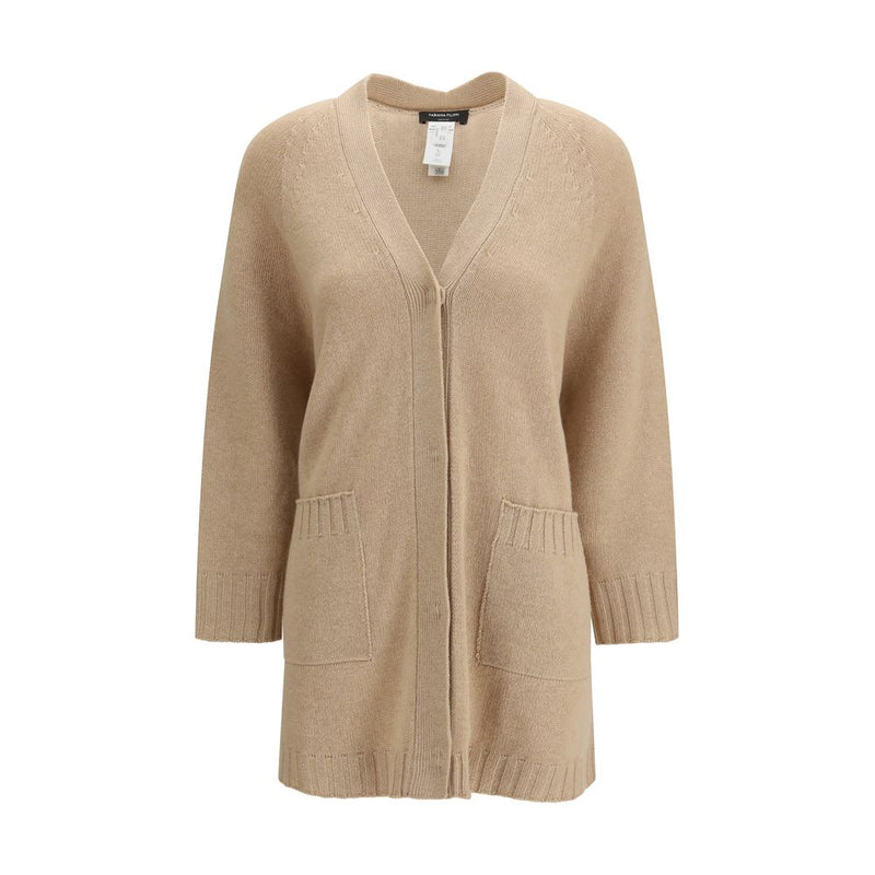 Fabiana Filippi Beige Fleece Wool Cardigan for Women