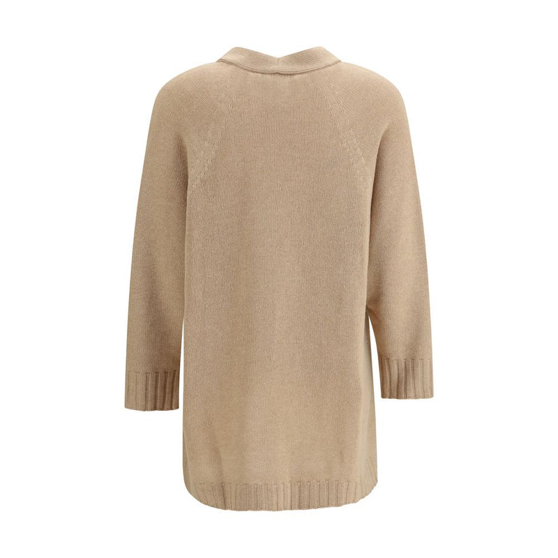 Fabiana Filippi Beige Fleece Wool Cardigan for Women