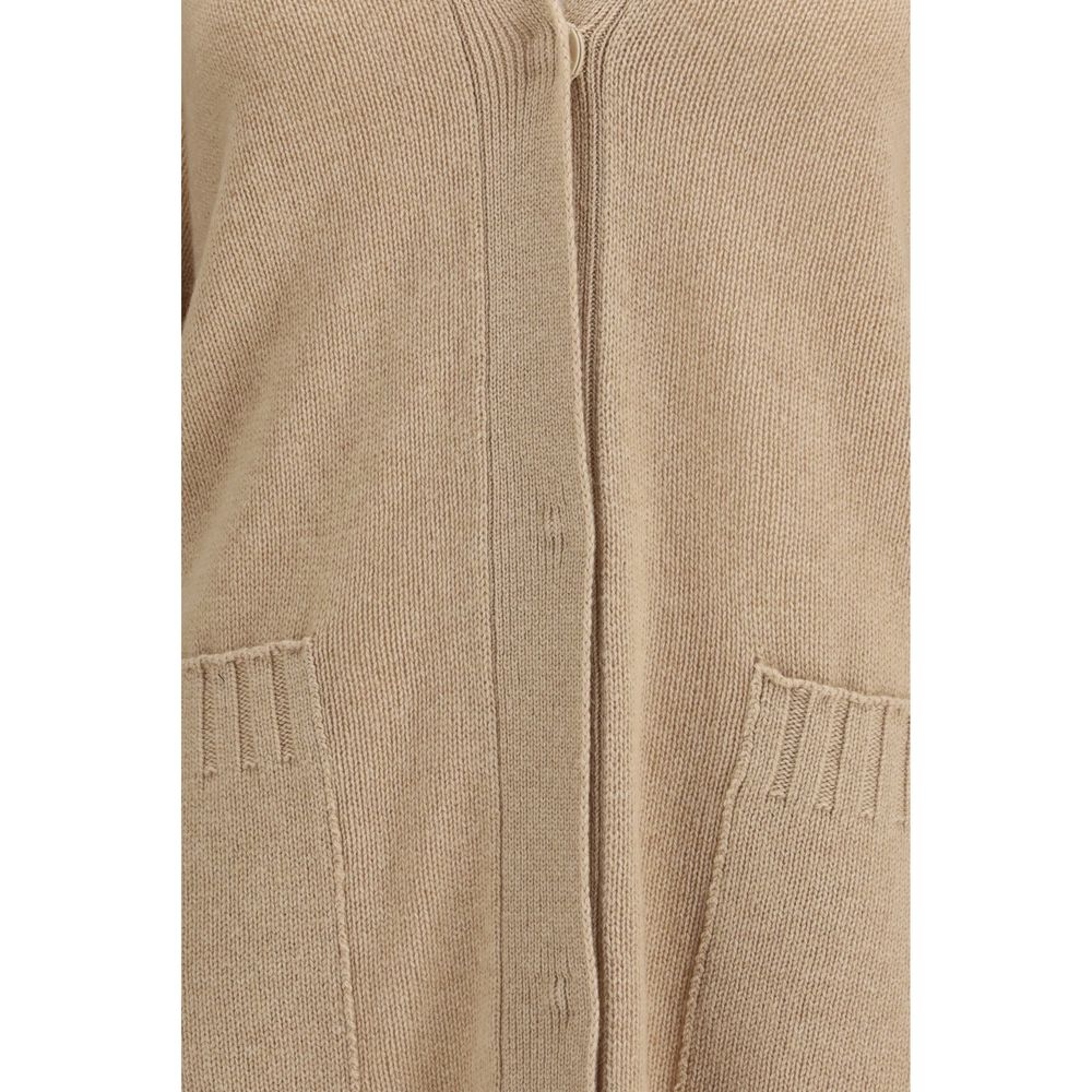 Fabiana Filippi Beige Fleece Wool Cardigan for Women