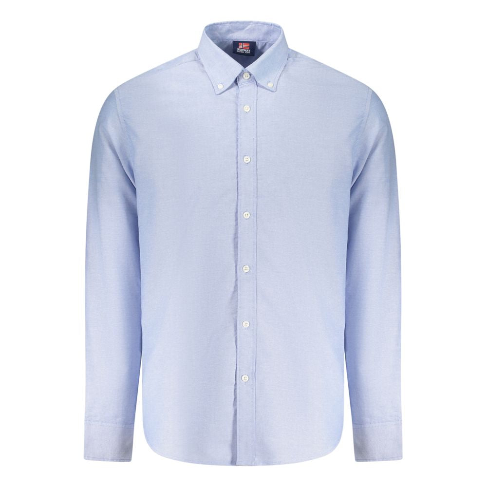Norway 1963 Azzurro Cotton Men's Shirt - Sophisticated Style