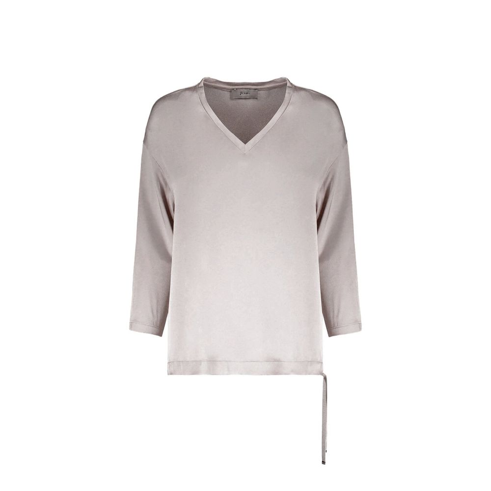 Herno Gray Acetate Women's Tank Top with Long Sleeves