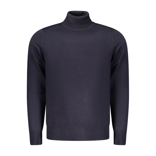 Coveri Moving Blue Viscose Men's Turtleneck Sweater