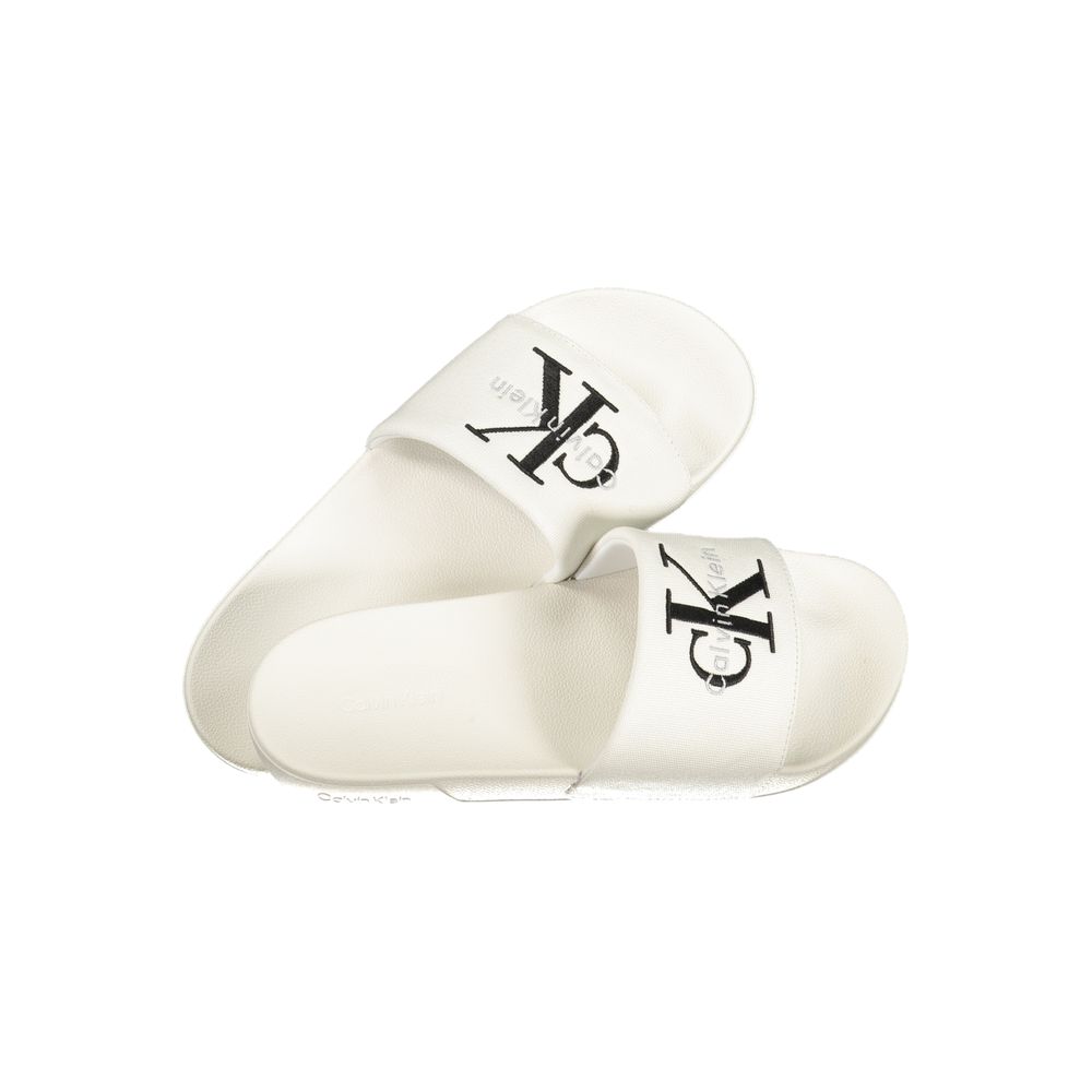 Calvin Klein White Polyurethane Men Slipper - Luxurious Comfort