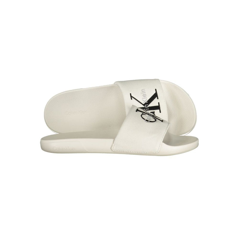 Calvin Klein White Polyurethane Men Slipper - Luxurious Comfort