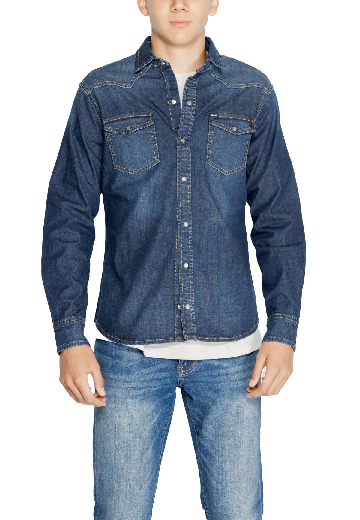 Gas Blue Denim Shirt for Men - Stylish & Comfortable