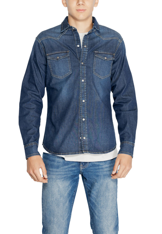 Chemise en denim bleu gaz
