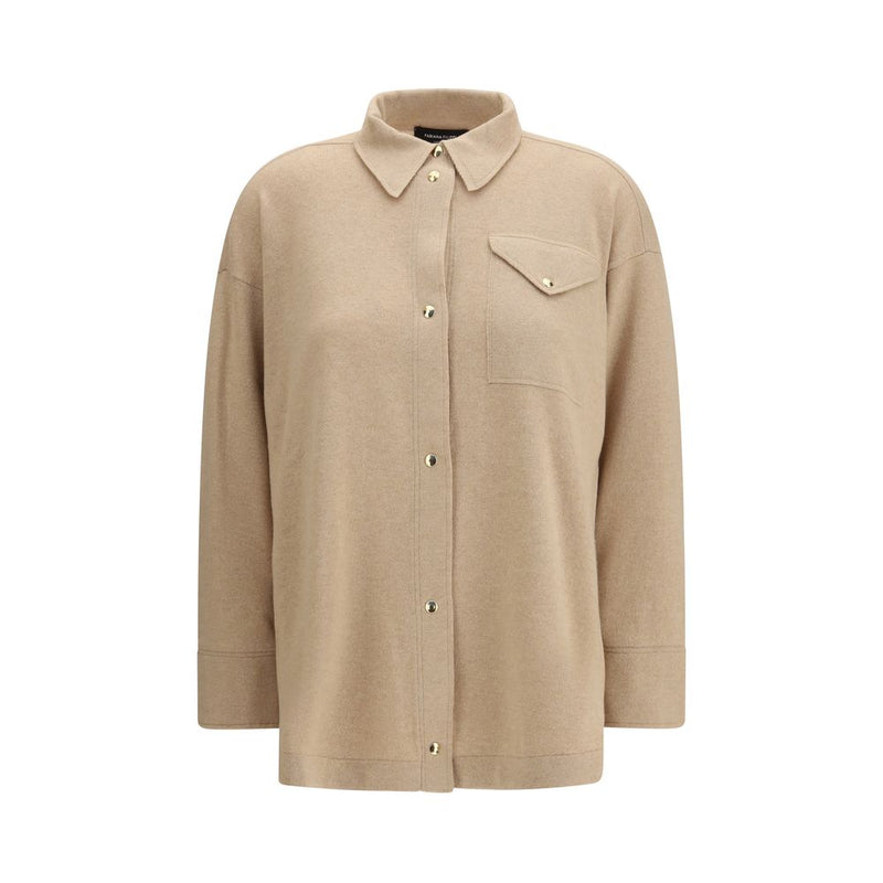 Fabiana Filippi Beige Fleece Wool Shirt - Minimalist Elegance