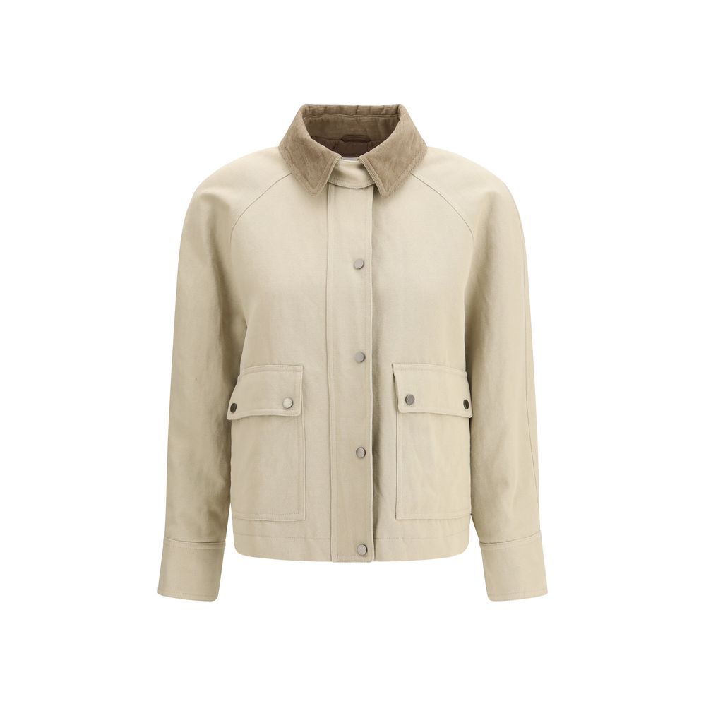 Manteau en coton beige Brunello Cucinelli