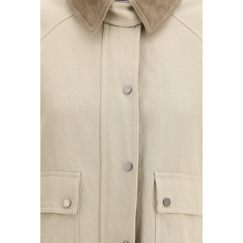 Manteau en coton beige Brunello Cucinelli