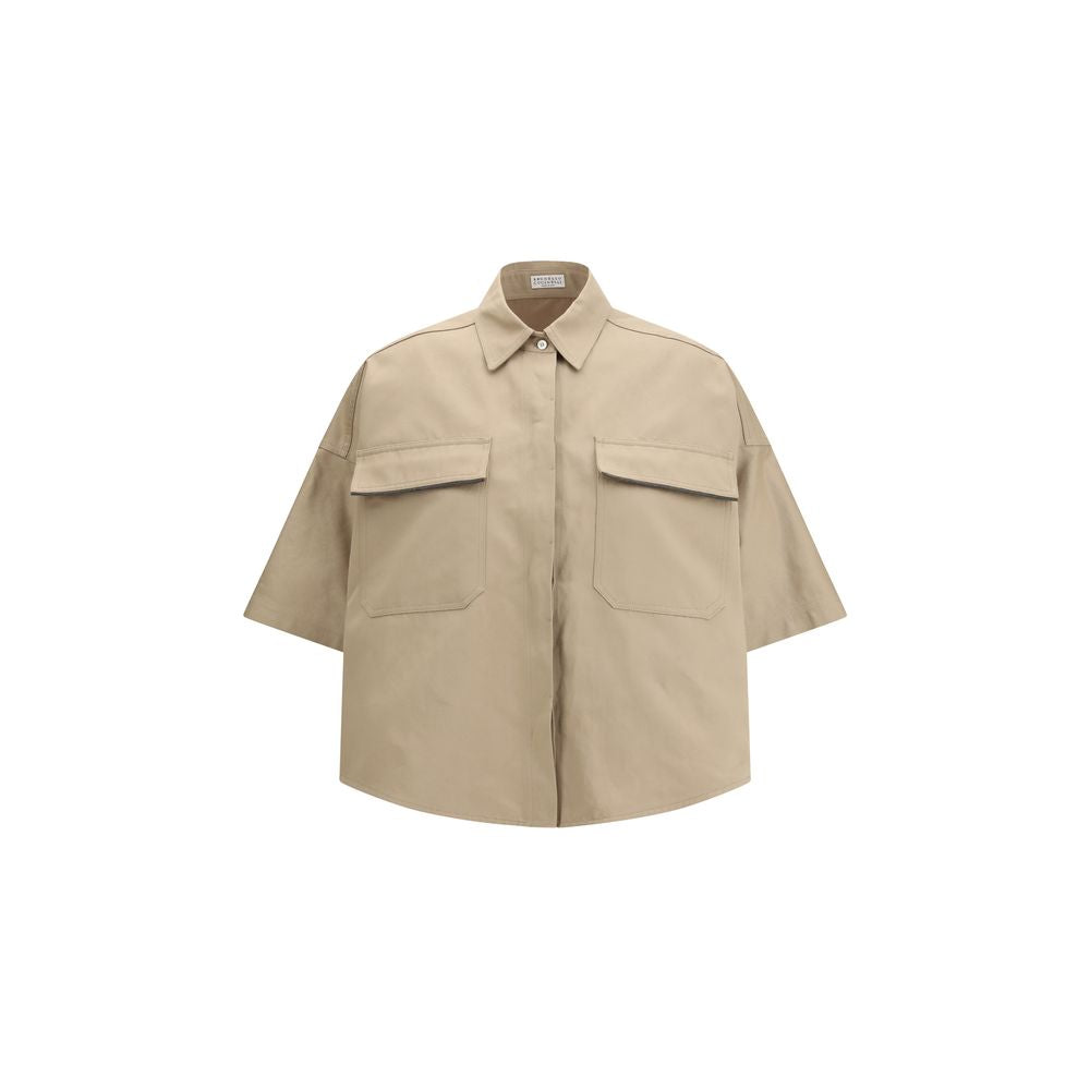 Brunello Cucinelli Beige Cotton Shortsleeve Shirt for Women