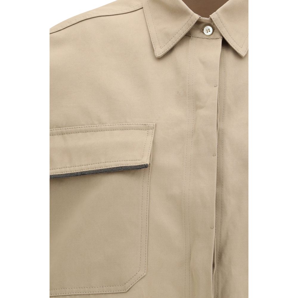 Brunello Cucinelli Beige Cotton Shortsleeve Shirt for Women