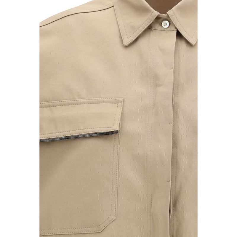 Brunello Cucinelli Beige Cotton Shortsleeve Shirt for Women
