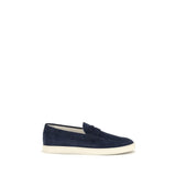 Brunello Cucinelli Blue Calf Leather Bos Taurus Slip-On Loafers